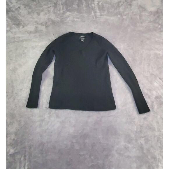 Halogen Size S 100% Cashmere Knit Super Soft Black V-Neck Sweater C26-4 - Picture 1 of 8